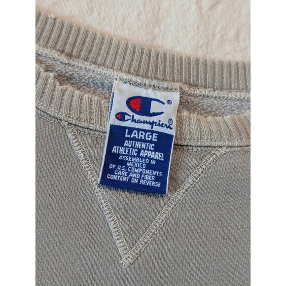 Champion Vintage 90s Faded Green Single V Crewneck Sweatshirt / Size L - Picture 7 of 15
